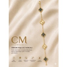 Luxenya Design cm Jewelry Kuyumcu Işçilikli 1. Kalite 14K Altın Kaplama 5 Yonca Kadın Bileklik 18+3 cm