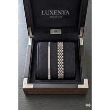 Luxenya Design 316L Paslanmaz Çelik Kordon Bileklik ve Ince Italyan Zincir 2’li Set Gümüş Renk Unisex Bileklik