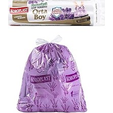Hace Bazaar Koroplast Lavanta Kokulu Orta Boy Büzgülü Çöp Poşeti 15'li 55X60 Cm, Kolay Bağlanır Kokulu B
