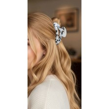Luxenya Design Leopar Zebra ve Mermer Desenli Büyük Mandal Kadın Saç Tokası Seti 8 cm