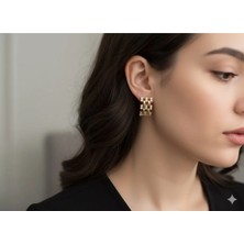 Luxenya Design Xuping Paslanmaz Zirkon Taşlı Örgü Model Kadın Küpe
