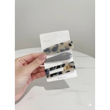 Luxenya Design 3’lü Leopar Desenli Asetat Kadın Toka Seti Modern Renkli Mandal ve Klips Saç Tokası Kombini (7 Cm)