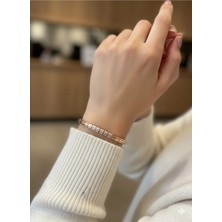 Luxenya Design Rose Zirkon Taşlı Küp Xuping Kadın Çelik Bileklik