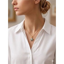 Luxenya Design Kadın Çelik Kolye Nazar Boncuk Detaylı Full Zirkon Taşlı Balon Yıldız Kolye Takı Mücevher