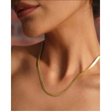 Luxenya Design Kadın Yüksek Kalite Çelik Italyan Ezme Zincir Kolye 60CM + 5cm Uzatma 3mm Kalınlık