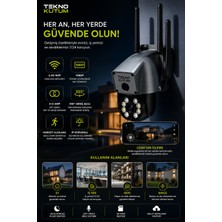 teknokutum 2.4g Wifi Bağlantılı 1080P, 2+2 4mp Çift Lensli 355° Geniş Açılı Ip Kamera