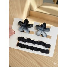 Luxenya Design Kadın 4’lü Premium Saç Tokası Seti Modern Mandal Toka ve Şık Lastik Toka Günlük Aksesuar 4 cm
