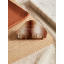 Luxenya Design Büyük Boy Şeffaf Çizgili Kemik Toka Güçlü Tutuşlu Mandal Saç Tokası 8 cm