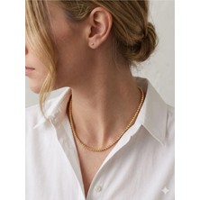 Luxenya Design cm Jewelry 14K Altın Kaplama Tam Tur Dorika Kadın Çelik Kolye 45+5 cm