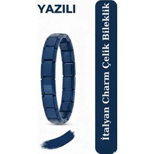 Luxenya Design Italyan Charm Renkli Yazılı Kalın Model Paslanmaz Çelik Unisex Bileklik