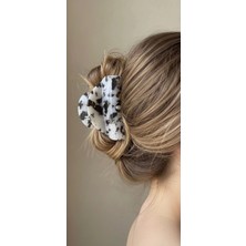 Luxenya Design Leopar Zebra ve Mermer Desenli Büyük Mandal Kadın Saç Tokası Seti 8 cm Dayanıklı Klips