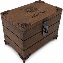 TUN'S WOODS Kişiye Özel Ahşap Kilitli Kutu 15X10X10 cm Isim Yazılı Hediye Saklama Kutusu