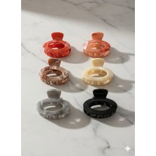 Luxenya Design 6’lı Mermer Desenli Kadın Küçük Mandal Oval Saç Tokası Seti Renkli Akrilik Kemik Klips Tokalar 4 cm