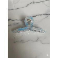 Luxenya Design Sedefli Ebruli Desenli Büyük Kadın Kruva Saç Tokası Renkli Dayanıklı Mandal Toka (12 Cm)