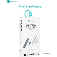 Coteci 83003 4 Portlu Mini USB Hub Çoklayıcı Çoğaltıcı - 1 Adet USB 3.0 + 3 Adet USB 2.0 Çok Fonksiyonlu Adaptör Laptop, Pc ve Smart Tv Uyumlu 1x USB 3.0 + 3x USB 2.0 Dönüştürücü