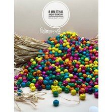 FioliMore 8 mm Ithal Karışık Renk Ahşap Boncuk (25 Gram 135 Adet) Delik Çapı 2 mm Hobi Takı Tasarım Makrome Boncuğu