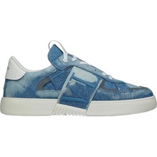 Valentino Garavani Mavi Denim ve Deri Vltn Alçak Bilekli Sneaker