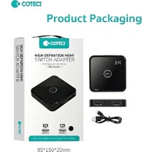 Coteci 8k 60Hz/4K 120Hz HDMI 2.1 Çift Yönlü Switch Splitter Dijital Göstergeli Çift Yönlü Monitör Çoklayıcı Ps5 ve Pc Uyumlu Ekran Çoklayıcı Değiştirici