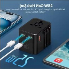 Bella Vista 25W Gan Hızlı Şarjlı Universal Seyahat Adaptörü, 2x Usb-C + 1x Usb-A