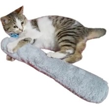Bella Vista Kedi Sarılma Yastığı Uyku Oyuncağı - Otlu, 30 cm Peluş (Gri)