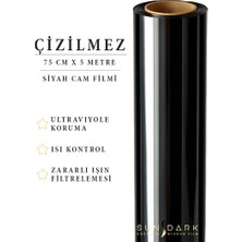 Sundark 75 cm x 5 Metre | Siyah Cam Filmi | Nano Teknoloji Katman | Ofis ve Bina Güneş Kontrol Filmi