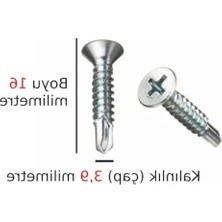 Bella Vista 3,9 mm Çapında 16 mm Boyunda Metal Vida - Havşa Başlı Delik Açan