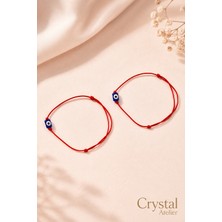 Crystal Atelier Nazar Boncuklu Kırmızı Ip Bileklik 10’lu Set Ayarlanabilir Unisex Kına Düğün Nişan Söz Mevlit Davet Hediyesi