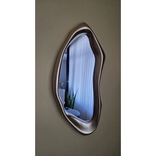 Uğurlu Ayna 35X78 cm Gold Renk Organik Asimetrik Duvar, Dresuar Aynası | Modern Dekoratif Çerçeveli Salon Antre Makyaj Aynası