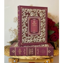 Rabsev 10X15CM 200 Fotoğraf Kapasiteli Kutulu Desenli Lüks Ofset Fotoğraf Albümü Bordo