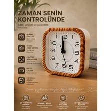 Vintage Ahşap Tasarımlı Masa Saati | Modern Dekoratif Quartz Çalar Saat Masa Saati