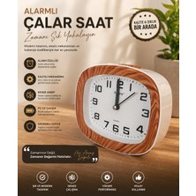 Lutara Vintage Ahşap Tasarımlı Masa Saati | Modern Dekoratif Quartz Çalar Saat Masa Saati