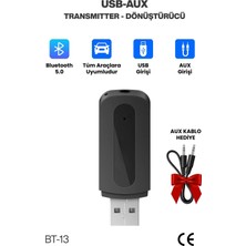 Concord Bt-13 Bluetooth Usb/aux 3.5mm Kablosuz Stereo Ses Müzik Alıcısı Oto Bluetooth Araç Kiti Adaptör