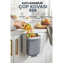Genchome Homeware Katlanabilir Çöp Kovası 6 Lt - Askılı Dolap Kapağı Mutfak Çöp Kutusu - Yer Tasarruflu, Asılabilir