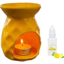 Vip Seramik Sarı Ananas Model Buhurdanlık ve Limon Kokusu 8X9X12 cm