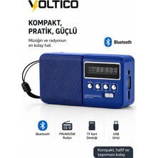 Voltico Bluetooth Taşınabilir Fm/am/sw Radyo Hoparlör | USB & Tf Kart Destekli, Kompakt, Güçlü Ses Performanslı Mini Müzik Çalar