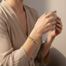 Stil Incisi/xupıng Jewelry Kare Taşlı Kemer Kelepçe