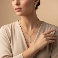 Xupıng Jewelry 14 Ayar Altın Kaplama,zirkon Taşlı Takım Kolye Seti