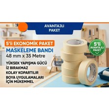 Dalpak Ambalaj Maskeleme Bandı Kağıt Bant (Bej) 48 x 35 Metre  - 5'li Avantaj Paketi
