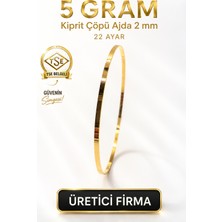 Aks Gold 22 Ayar TSE Belgeli (5 GRAM) 2 mm Kibrit Çöpü Ajda Altın Bilezik İşçiliksiz