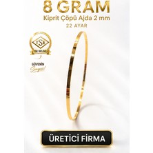 Aks Gold 22 Ayar TSE Belgeli (8 GRAM) 2 mm Kibrit Çöpü Ajda Altın Bilezik İşçiliksiz