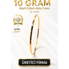 Aks Gold 22 Ayar TSE Belgeli (10 GRAM) 2 mm Kibrit Çöpü Ajda Altın Bilezik İşçiliksiz