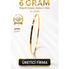 Aks Gold 22 Ayar TSE Belgeli (6 GRAM) 2 mm Kibrit Çöpü Ajda Altın Bilezik İşçiliksiz