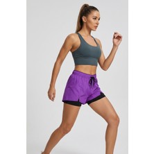 Maimoda Kadın Içi Taytlı Yırtmaçlı Aktif Spor Deniz Şortu