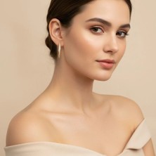 Xupıng Jewelry 14 Ayar Altın Kaplama, Üçgen  Zirkon Taşlı Küpe