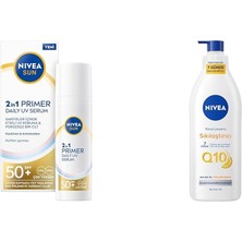 SPF50 Güneş Koruyucu Nemlendirici Primer Makyaj Bazı 30ML ve Q10 Sıkılaştırıcı Vücut LOSYON400ML