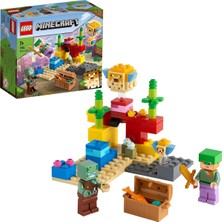 Minecraft Mercan Kayalığı 21164-7 Yaş ve Üzeri Macera Oyunları Seven Çocuklar Için Alex, Bir Boğuk ve 2 Güzel Kirpi Balığı Içeren Yaratıcı Oyuncak Yapım Seti (92 Parça)