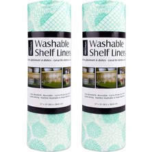 Data Store Dıı Buzdolabı & Raf Astar Koleksiyonu Yapışkan Olmaz, Kesilmiş, Makinede Yıkanabilir, 12X20, Aqua Dahlia, 2 Adet