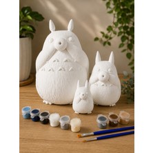 3D Layer Craft 3'lü Totoro Ailesi Figür Boyama Seti 2 Fırça 9 Akrilik Boya - Yetişkin Çocuk Hobi Seti