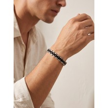 Parmas Design Siyah Beyaz Paslanmaz Çelik Erkek Hediye Premium Bileklik 01863