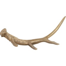 Alüminyum Boynuz Dekoru Altın Kaplama Heykelcik 40 64 cm U x 12 7 cm G x 12 7 cm Y Gri